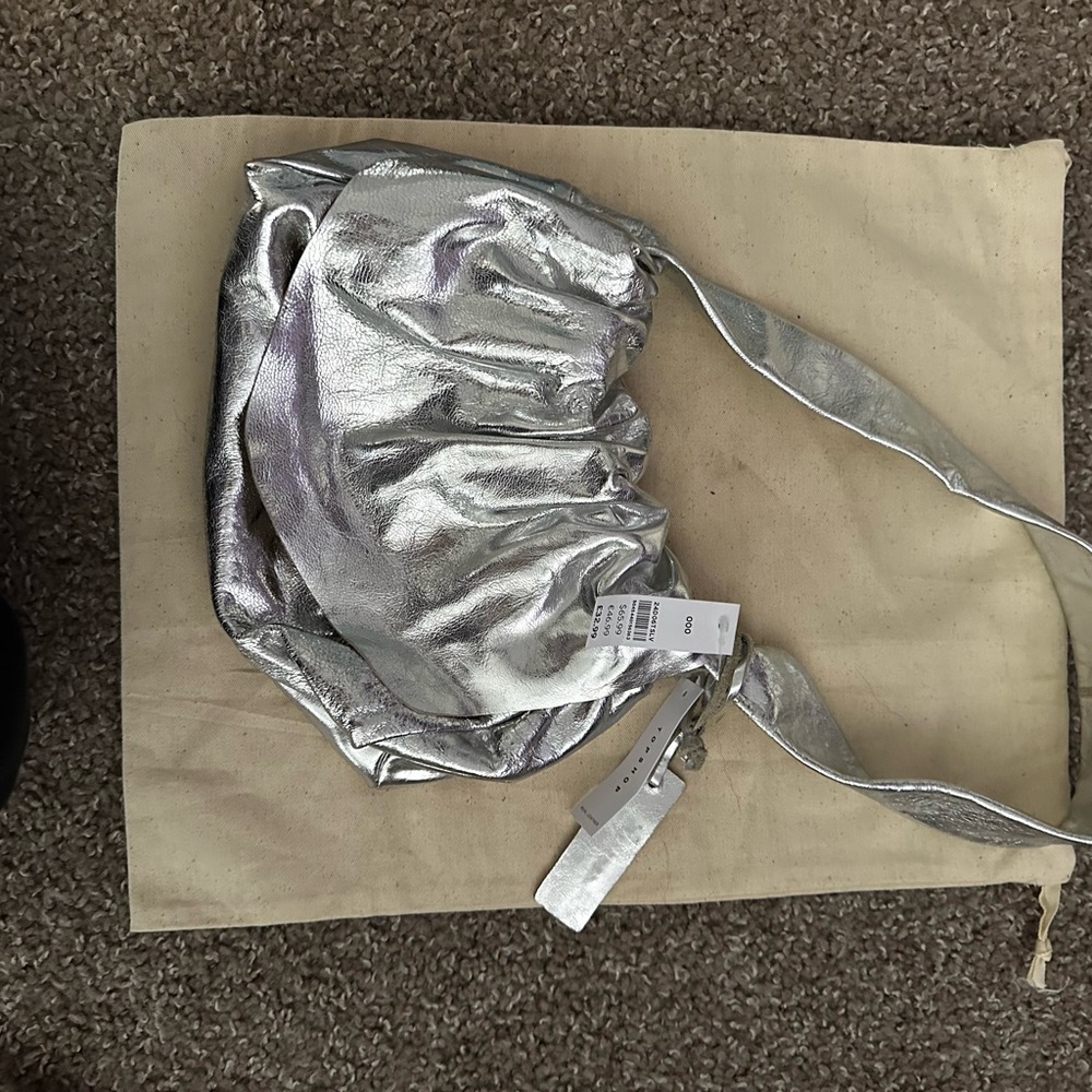 Top Shop Silver Metallic Suede bag
